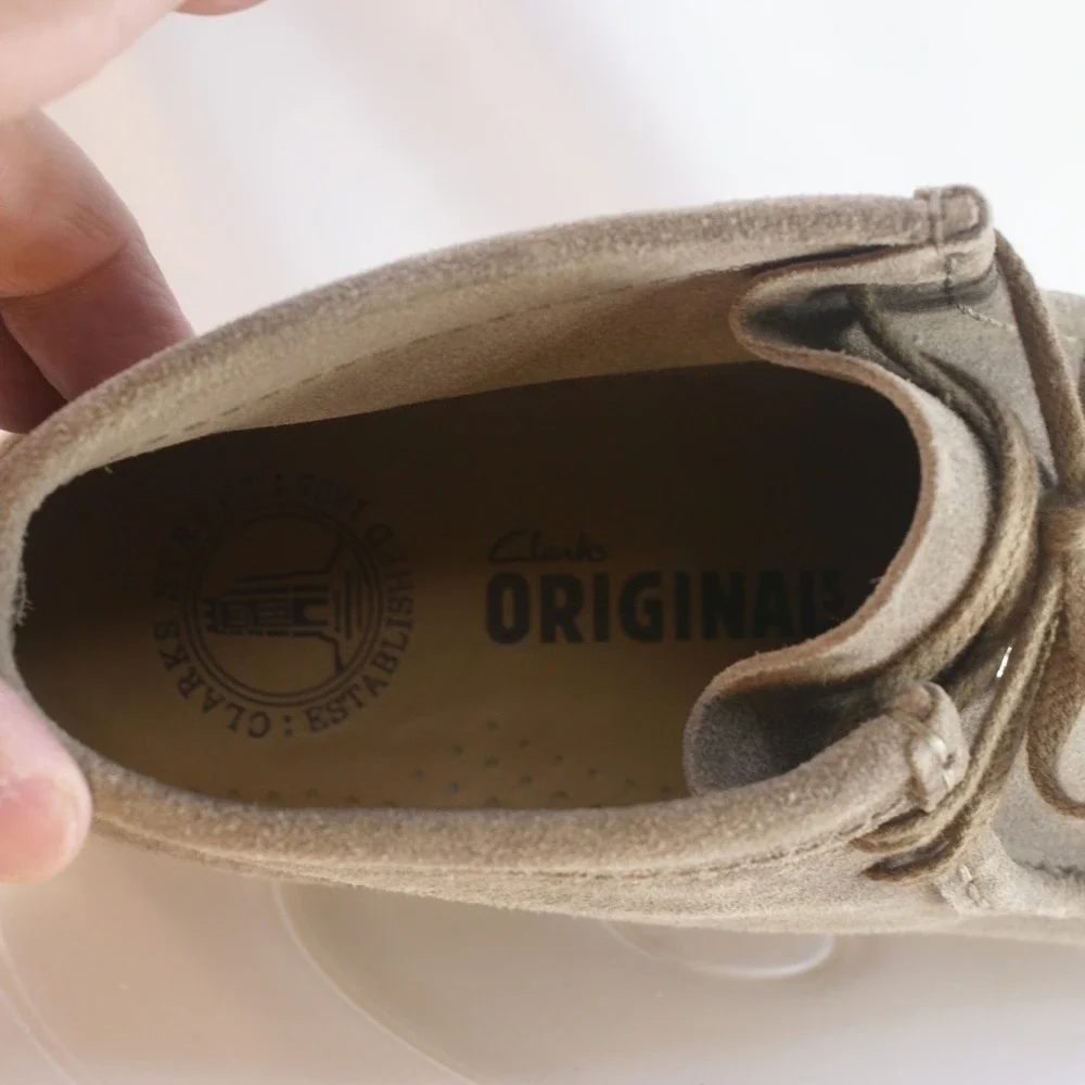 Clarks Originals Wallabee Men‎ 8M Taupe Suede Moccasin Boots 26103605 Crepe Sole